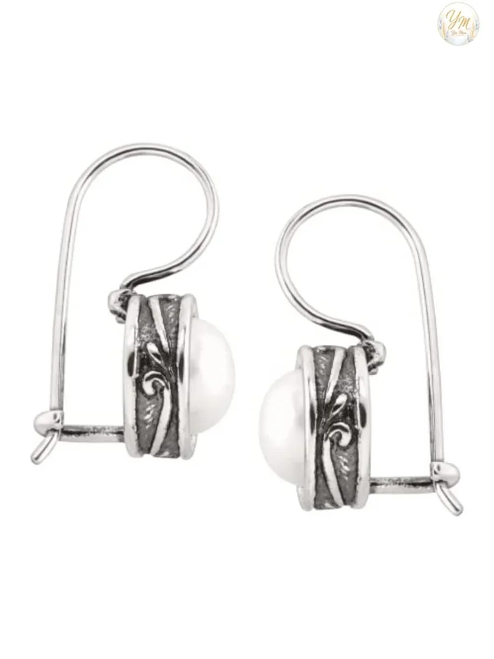 Sterling Silver Freshwater Pearl Drop Earrings for Women 8mm Dangle